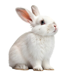 the cutest white and fluffy easter bunny on transparent background