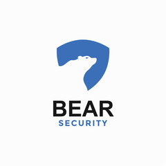 bear security simple logo in negative space
