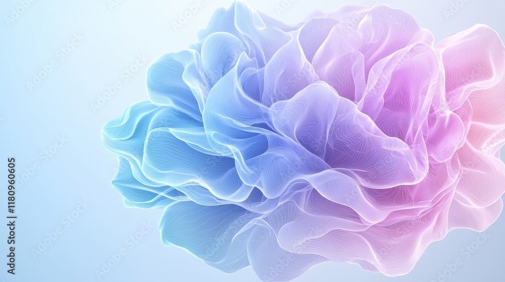 Aufkleber soft and ethereal abstract shapes in gradient colors of blue and pink with delicate textures and flo