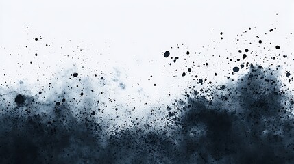 A dynamic abstract design featuring dark splashes and clouds against a light background, evoking energy and movement.