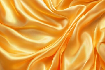 Fototapeta premium Luxurious golden silk fabric with elegant drapes and folds.
