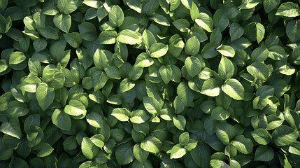 Obraz premium Lush Greenery: A vibrant and detailed close-up texture of lush green leaves, bathed in soft sunlight, perfect for nature-inspired designs and backgrounds. 