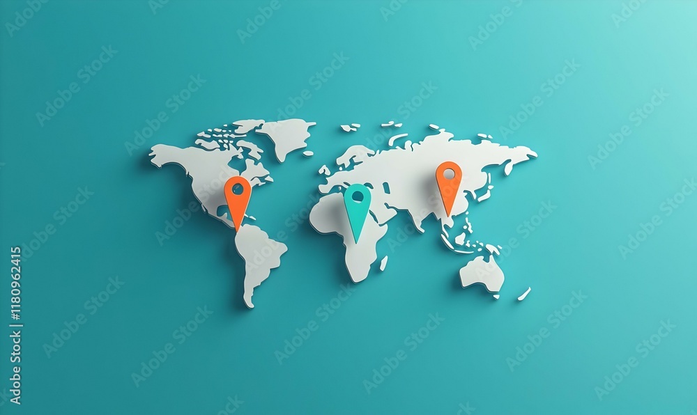 Poster vibrant 3d map displaying epidemic data with colorful markers, highlighting geographic spread and in