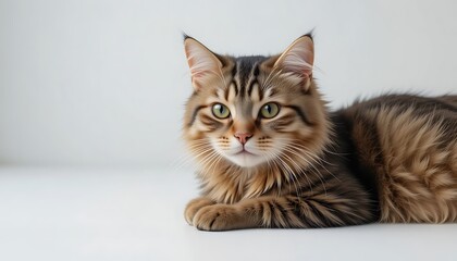 A Lovely Longhaired Tabby Cat Poses Gracefully