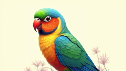 Obraz premium Vibrant Rainbow Lorikeet Portrait Against Soft Background