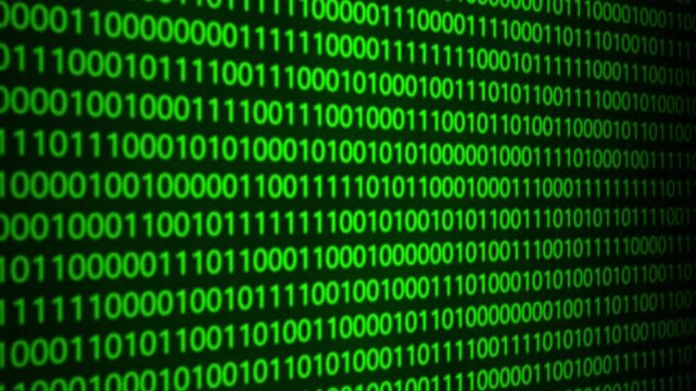 Technology background with representation of binary code. Animation. Binary digits 1 and 0 in different configurations