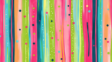 Vibrant Vertical Stripes with Dots: A lively pattern of bright, watercolor-style vertical stripes punctuated with colorful dots. Perfect for adding a playful, energetic touch to any design. 