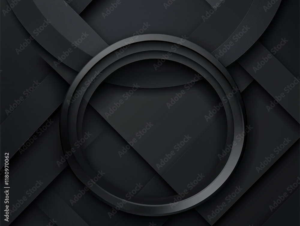 Poster dark composition adorned with sleek black geometric shapes, creating a visually striking and enigmat