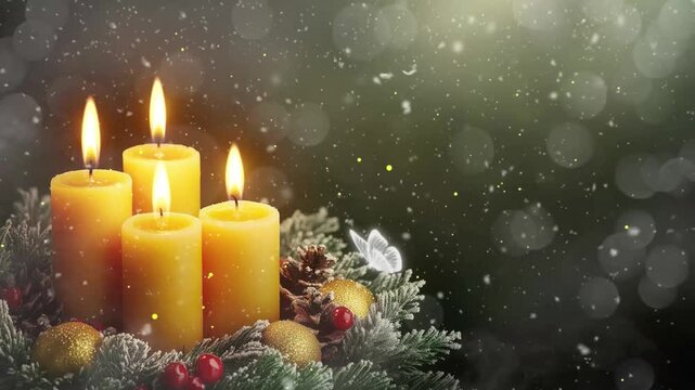 advent wreath with candles on the first sunday seamless looping overlay 4k virtual video animation background