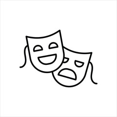 Theater Masks icon isolated on a white background. Vector illustration.