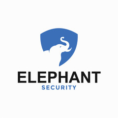 elephant security simple logo in negative space