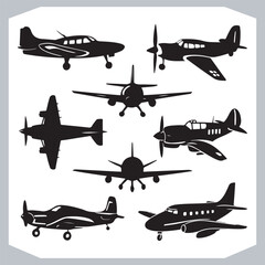 Elegant Logotype Icons Featuring Airplane Silhouettes