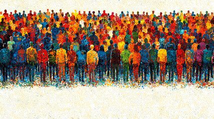 A vibrant tapestry of humanity: A diverse crowd of people coming together in unity and togetherness