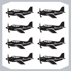 Airplane Silhouettes in Logotype Icons Style Minimalist Designs