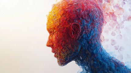 Creative Portrait Depicting Colorful Human Composition in Artistic Formation