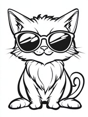 Obraz premium Cool Cat in Sunglasses: A cute, cartoon-style cat wearing trendy sunglasses, exuding coolness and a playful charm. Perfect for adding a touch of whimsy to your projects.