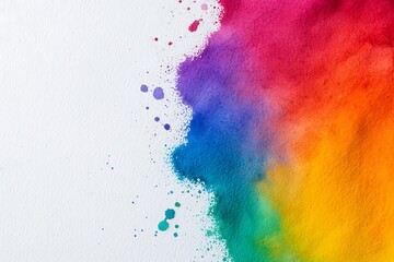 Fototapeta premium A vibrant splash of colorful powder pigments against a white backdrop, creating a dynamic, artistic effect.