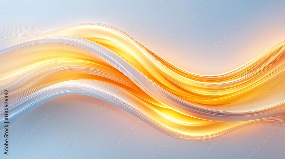 Aufkleber abstract flow of golden and white waves with smooth gradients in an elegant backdrop for creative de
