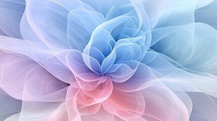 Obraz premium Ethereal Floral Abstract Design with Soft Pastel Colors and Delicate Flowing Forms in Blue and Pink Hues