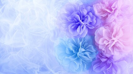 Fototapeta premium Soft Focus Floral Arrangement with Blue and Pink Blossoms on Dreamy Background