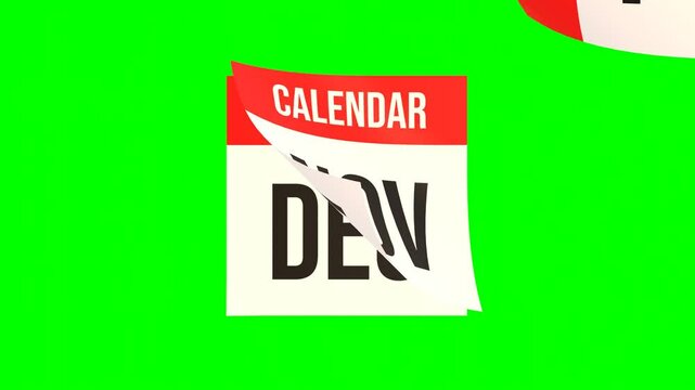 calendar animation. calendar with months on green screen
