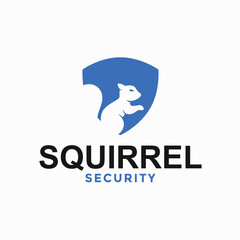 Fototapeta premium squirrel security simple logo in negative space