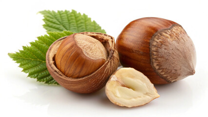 hazelnuts isolated on white