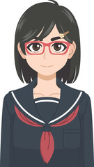 メガネの冬服の女子学生