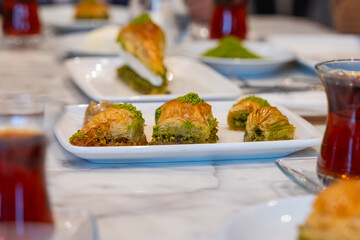 Traditional Turkish Pistachio Baklava Photo, Eminonu Istanbul, Turkiye (Turkey)