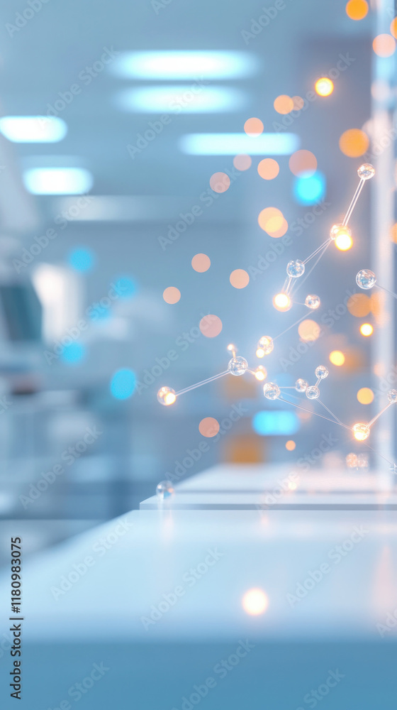 Leinwandbilder futuristic laboratory scene with glowing particles and molecular structures, creating sense of innov