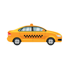 Fototapeta premium Bright yellow taxi car isolated on a clean white background showcasing urban transportation style