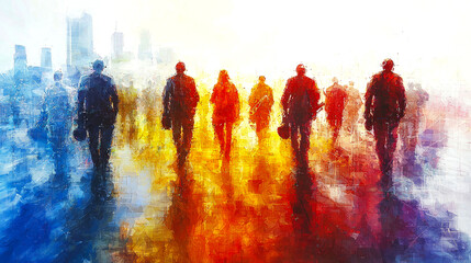 Vibrant City Walk: A Symphony of Color and Movement in Urban Life