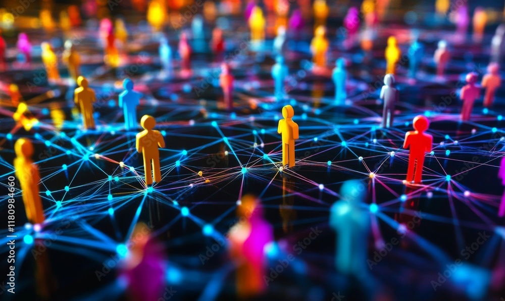 Poster exploring teamwork and collaboration in modern social networking.