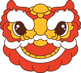Chinese Lion Dance Head Illustration