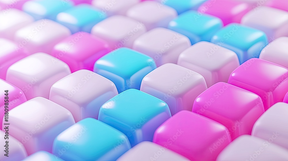 Poster colorful cubes in soft pastel shades creating a textured background for creative design projects