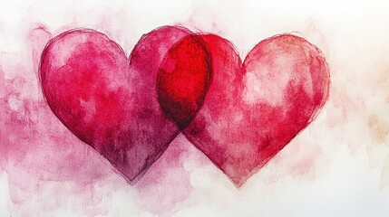 Fototapeta premium Abstract Watercolor Hearts in Soft Shades and Fluid Shapes