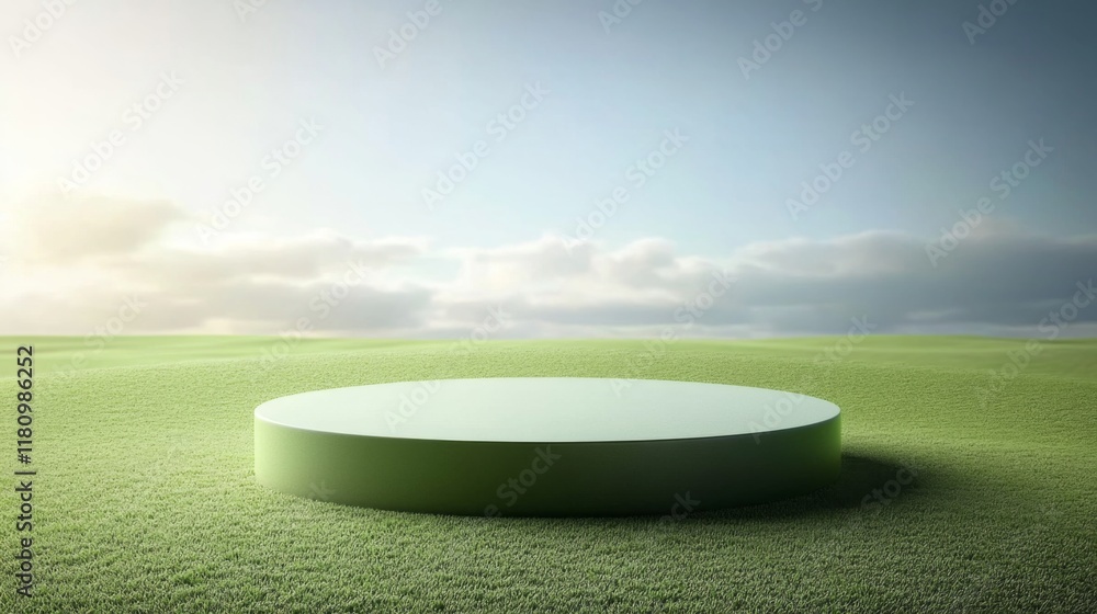 Aufkleber exhibition display setting featuring an empty podium.