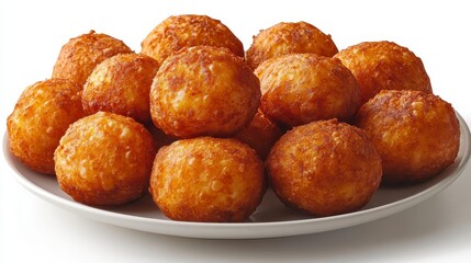 Plate of golden-brown, crispy fried cheese balls.