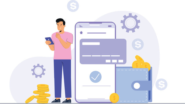 Real-time mobile banking transfer, illustrating fast and secure financial transactions for businesses.