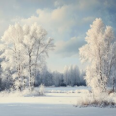 frozen winter forest and sky
