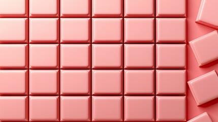 Soft Pink Rectangular Tiles Arranged in a Uniform Pattern on a Light Pink Surface for Background or Design Use