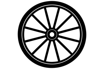 wagon wheel icon, wheel vector silhouette 