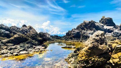 Coastal Lagoon with Rocky Surroundings