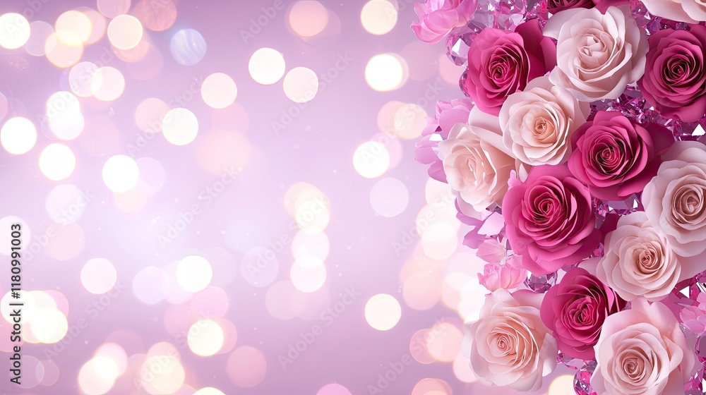 Aufkleber beautiful arrangement of pink and white roses with a soft bokeh background creating a romantic and d