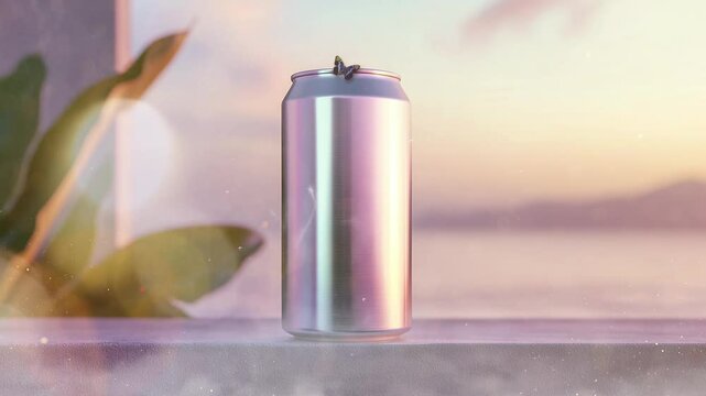 minimal long slim aluminum metal tin energy cola 3d render seamless looping overlay 4k virtual video animation background