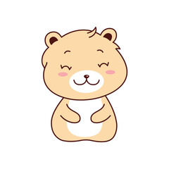 Cute Brown Lion Lioness Big Cat Animal Cartoon Character with Happy Expression