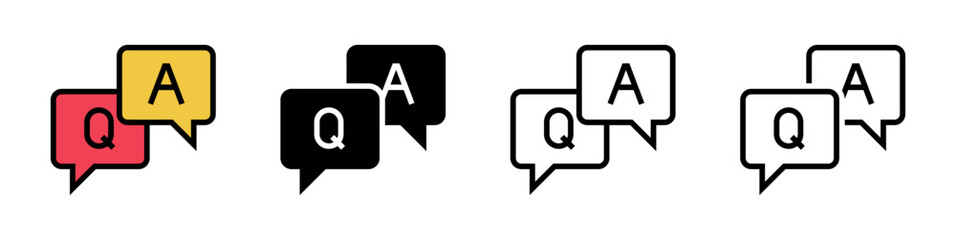 faq icon symbol, question and answer in speech bubble icon button. ask question signs, Questions and answers or Q&A dialogue bubbles icon ask, help, support, info, asking icons signs