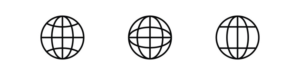 web globe icon set. world icon vector global www internet sign , website icon for contact us icons