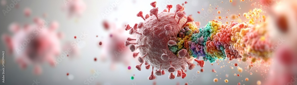 Aufkleber vibrant 3d visualization of human brain surrounded by colorful particles representing thoughts and c