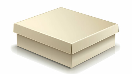 Fototapeta premium Beige cardboard box on white background, blank packaging, product presentation.